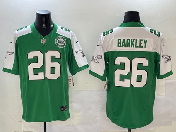 Men's Philadelphia Eagles #26 Saquon Barkley Green White 2024 F.U.S.E. With Patch Vapor Untouchable Limited Stitched Football Jersey - Custom Name