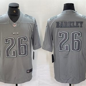 Men's Philadelphia Eagles #26 Saquon Barkley Grey Atmosphere Fashion Stitched Jersey - Custom Name
