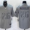 Men's Philadelphia Eagles #26 Saquon Barkley Grey With Patch Atmosphere Fashion Stitched Jersey - Custom Name