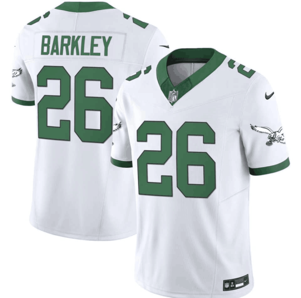 Men's Philadelphia Eagles #26 Saquon Barkley White 2023 F.U.S.E. Vapor Untouchable Throwback Stitched Football Jersey - Custom Name