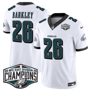 Men's Philadelphia Eagles #26 Saquon Barkley White 2024 NFC East Champions F.U.S.E. Vapor Untouchable Limited Stitched Football Jersey - Custom Name