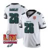 Men's Philadelphia Eagles #26 Saquon Barkley White 2025 Eagles Logo Super Bowl LIX Patch New F.U.S.E. Vapor Untouchable Limited Stitched Football Jersey - Custom Name