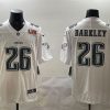 Men's Philadelphia Eagles #26 Saquon Barkley White 2025 Super Bowl LIX Patch Fashion Vapor Untouchable Limited Stitched Football Jersey - Custom Name