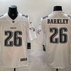 Men's Philadelphia Eagles #26 Saquon Barkley White Fashion Vapor Untouchable Limited Stitched Football Jersey - Custom Name