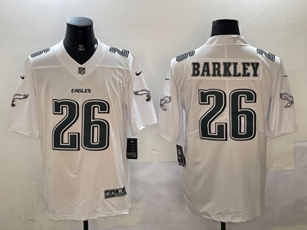 Men's Philadelphia Eagles #26 Saquon Barkley White Fashion Vapor Untouchable Limited Stitched Football Jersey - Custom Name