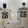 Men's Philadelphia Eagles #26 Saquon Barkley White Fashion With 3-star C Patch Vapor Untouchable Limited Stitched Football Jersey - Custom Name