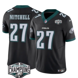 Men's Philadelphia Eagles #27 Quinyon Mitchell Black 2024 NFC East Champions F.U.S.E. Vapor Untouchable Limited Stitched Football Jersey - Custom Name