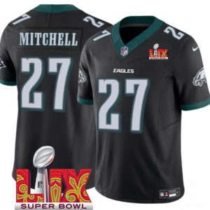 Men's Philadelphia Eagles #27 Quinyon Mitchell Black F.U.S.E. 24 25 Super Bowl LIX Vapor Untouchable Limited Stitched Football Jersey - Custom Name