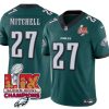 Men's Philadelphia Eagles #27 Quinyon Mitchell Green 2025 Eagles Logo Super Bowl LIX Patch New F.U.S.E. Vapor Untouchable Limited Stitched Football Jersey - Custom Name