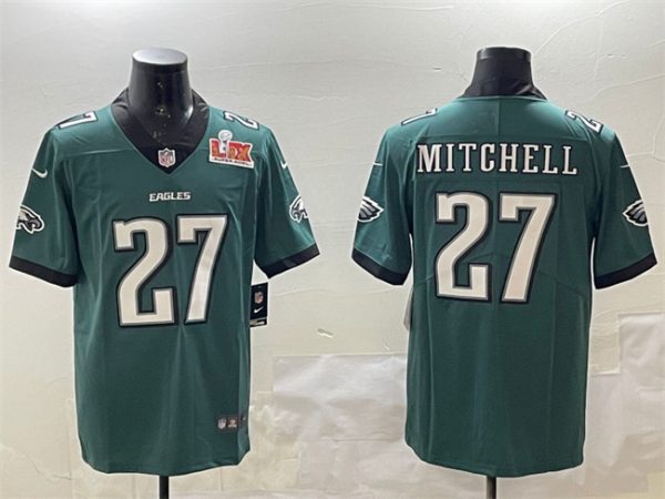 Men's Philadelphia Eagles #27 Quinyon Mitchell Green 2025 Super Bowl LIX Patch New Vapor Untouchable Limited Stitched Football Jersey - Custom Name