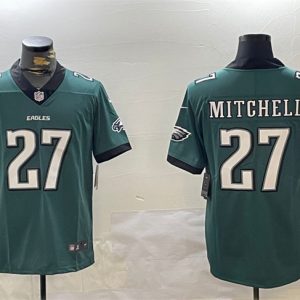 Men's Philadelphia Eagles #27 Quinyon Mitchell Green Vapor Untouchable Limited Stitched Football Jersey - Custom Name