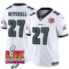 Men's Philadelphia Eagles #27 Quinyon Mitchell White 2025 Eagles Logo Super Bowl LIX Patch New F.U.S.E. Vapor Limited Stitched Football Jersey - Custom Name