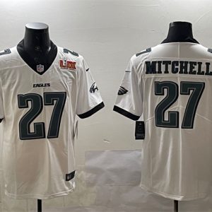 Men's Philadelphia Eagles #27 Quinyon Mitchell White 2025 Super Bowl LIX Patch New Vapor Untouchable Limited Stitched Football Jersey - Custom Name