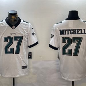 Men's Philadelphia Eagles #27 Quinyon Mitchell White Vapor Untouchable Limited Stitched Football Jersey - Custom Name