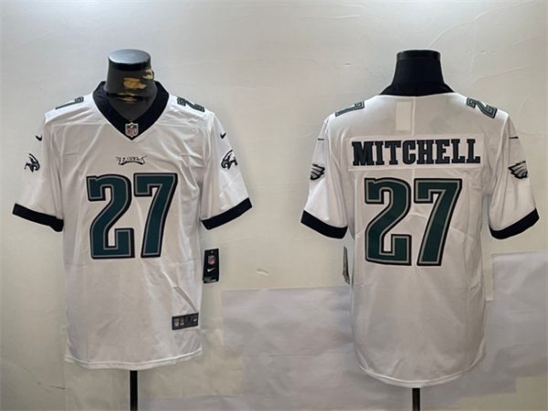 Men's Philadelphia Eagles #27 Quinyon Mitchell White Vapor Untouchable Limited Stitched Football Jersey - Custom Name