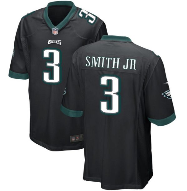 Men's Philadelphia Eagles #3 Nolan Smith JR Black 2023 Draft Stitched Game Jersey - Custom Name