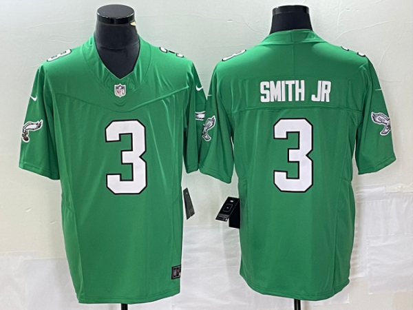 Men's Philadelphia Eagles #3 Nolan Smith JR Green 2023 F.U.S.E. Vapor Untouchable Stitched Football Jersey - Custom Name