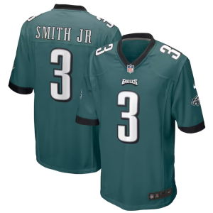Men's Philadelphia Eagles #3 Nolan Smith JR Green Stitched Game Jersey - Custom Name