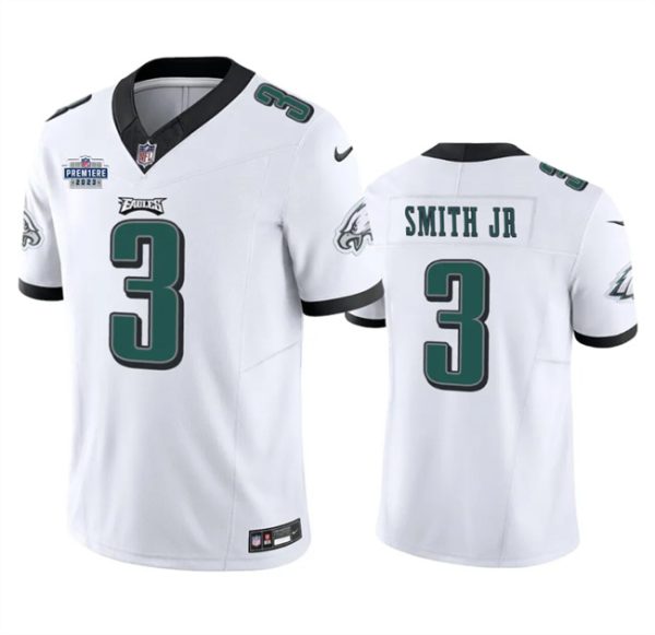Men's Philadelphia Eagles #3 Nolan Smith JR White 2023 F.U.S.E. With Prem1ere Patch Vapor Untouchable Limited Stitched Football Jersey - Custom Name