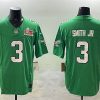 Men's Philadelphia Eagles #3 Nolan Smith Jr. Green 2025 Super Bowl LIX Patch F.U.S.E. Throwback Vapor Untouchable Limited Stitched Football Jersey - Custom Name