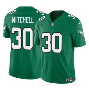 Men's Philadelphia Eagles #30 Quinyon Mitchell Kelly Green 2024 Draft F.U.S.E Vapor UntouchableThrowback Limited Stitched Football Jersey - Custom Name