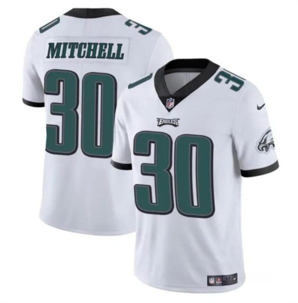 Men's Philadelphia Eagles #30 Quinyon Mitchell White 2024 Draft Vapor Untouchable Limited Stitched Football Jersey - Custom Name