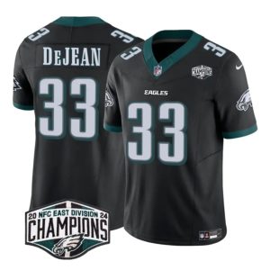 Men's Philadelphia Eagles #33 Cooper DeJean Black 2024 NFC East Champions F.U.S.E. Vapor Untouchable Limited Stitched Football Jersey - Custom Name
