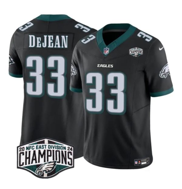 Men's Philadelphia Eagles #33 Cooper DeJean Black 2024 NFC East Champions F.U.S.E. Vapor Untouchable Limited Stitched Football Jersey - Custom Name