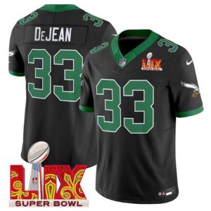 Men's Philadelphia Eagles #33 Cooper DeJean Black 2025 Super Bowl LIX Patch F.U.S.E. Vapor Untouchable Limited Stitched Football Jersey - Custom Name