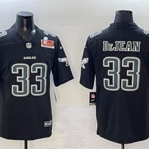 Men's Philadelphia Eagles #33 Cooper DeJean Black 2025 Super Bowl LIX Patch Fashion New Vapor Untouchable Limited Stitched Football Jersey - Custom Name