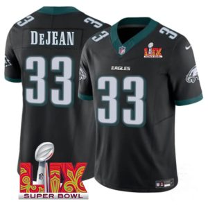 Men's Philadelphia Eagles #33 Cooper DeJean Black F.U.S.E. 24 25 Super Bowl LIX Vapor Untouchable Limited Stitched Football Jersey - Custom Name