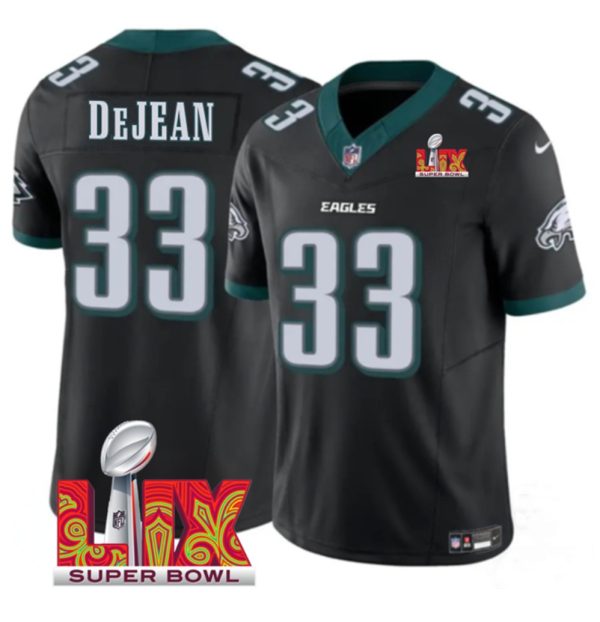 Men's Philadelphia Eagles #33 Cooper DeJean Black F.U.S.E. 24 25 Super Bowl LIX Vapor Untouchable Limited Stitched Football Jersey - Custom Name
