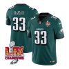 Men's Philadelphia Eagles #33 Cooper DeJean Green 2025 Eagles Logo Super Bowl LIX Patch New F.U.S.E. Vapor Untouchable Limited Stitched Football Jersey - Custom Name
