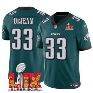 Men's Philadelphia Eagles #33 Cooper DeJean Green F.U.S.E. 24 25 Super Bowl LIX Vapor Untouchable Limited Stitched Football Jersey - Custom Name