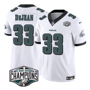 Men's Philadelphia Eagles #33 Cooper DeJean White 2024 NFC East Champions F.U.S.E. Vapor Untouchable Limited Stitched Football Jersey - Custom Name