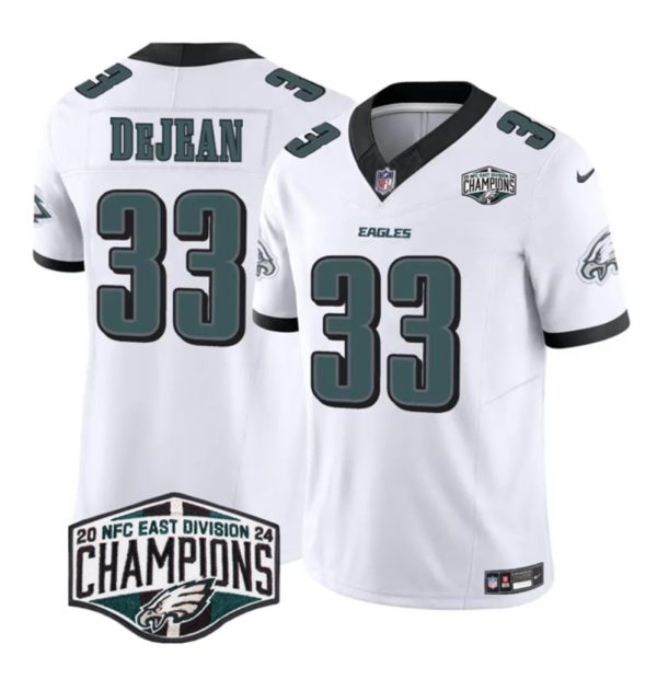 Men's Philadelphia Eagles #33 Cooper DeJean White 2024 NFC East Champions F.U.S.E. Vapor Untouchable Limited Stitched Football Jersey - Custom Name