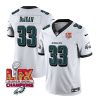 Men's Philadelphia Eagles #33 Cooper DeJean White 2025 Eagles Logo Super Bowl LIX Patch New F.U.S.E. Vapor Untouchable Limited Stitched Football Jersey - Custom Name