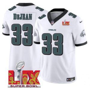Men's Philadelphia Eagles #33 Cooper DeJean White F.U.S.E. 24 25 Super Bowl LIX Vapor Untouchable Limited Stitched Football Jersey - Custom Name