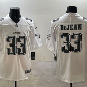 Men's Philadelphia Eagles #33 Cooper DeJean White Fashion New Vapor Untouchable Limited Stitched Football Jersey - Custom Name