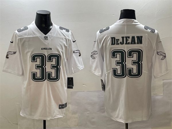Men's Philadelphia Eagles #33 Cooper DeJean White Fashion New Vapor Untouchable Limited Stitched Football Jersey - Custom Name