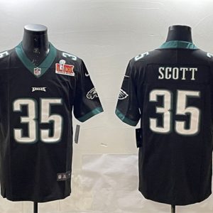 Men's Philadelphia Eagles #35 Boston Scott Black 2025 Super Bowl LIX Patch Vapor Untouchable Limited Stitched Football Jersey - Custom Name