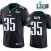Men's Philadelphia Eagles #35 Boston Scott Black Super Bowl LVII Patch Vapor Untouchable Limited Stitched - Custom Name