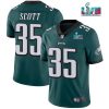 Men's Philadelphia Eagles #35 Boston Scott Green Super Bowl LVII Patch Vapor Untouchable Limited Stitched Jersey - Custom Name