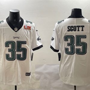 Men's Philadelphia Eagles #35 Boston Scott White 2025 Super Bowl LIX Patch Vapor Untouchable Limited Stitched Football Jersey - Custom Name