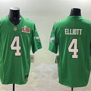 Men's Philadelphia Eagles #4 Jake Elliott Green 2025 Super Bowl LIX Patch F.U.S.E. Throwback Vapor Untouchable Limited Stitched Football Jersey - Custom Name