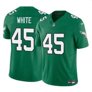 Men's Philadelphia Eagles #45 Devin White Green 2023 F.U.S.E Throwback Vapor Untouchable Limited Stitched Football Jersey - Custom Name