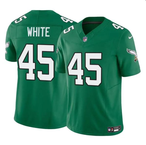 Men's Philadelphia Eagles #45 Devin White Green 2023 F.U.S.E Throwback Vapor Untouchable Limited Stitched Football Jersey - Custom Name