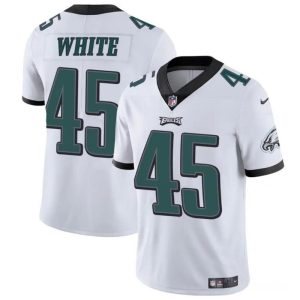 Men's Philadelphia Eagles #45 Devin White White Vapor Untouchable Limited Stitched Football Jersey - Custom Name