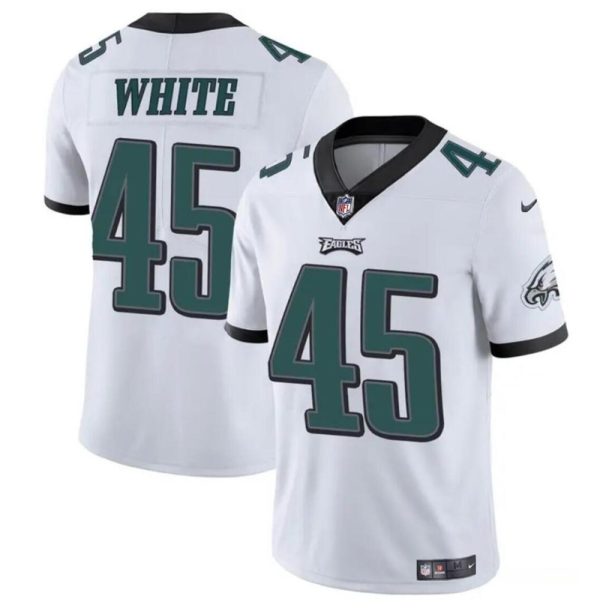 Men's Philadelphia Eagles #45 Devin White White Vapor Untouchable Limited Stitched Football Jersey - Custom Name