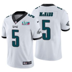 Men's Philadelphia Eagles #5 Donovan McNabb White Super Bowl LVII Patch Vapor Untouchable Limited Stitched Jersey - Custom Name